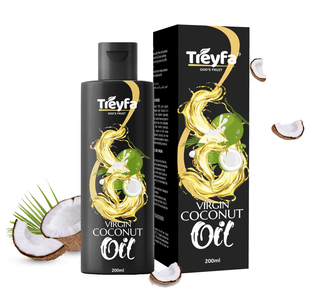 Treyfa Virgin coconut oil for hair, skin & cooking | Natural Raw Pure Organic Coconut Oil, Non-GMO, Unrefined & Cold Pressed oil for menं & womenं