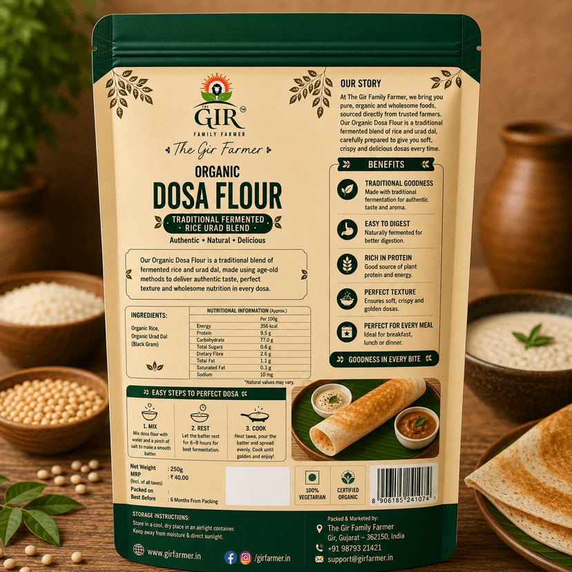 Organic Dosa Flour Traditional Fermented Rice Urad Blend | The Gir Farmer view 2