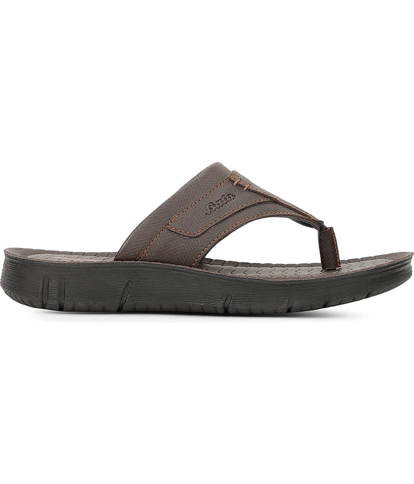 Bata Brown Men's Thong Flip Flop view 2