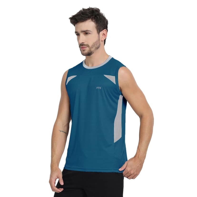 FTX Men Colorblock Round Neck Sleeveless Tshirt view 4