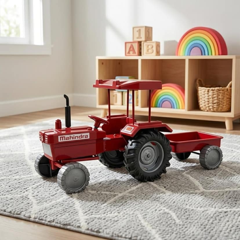 Tractor Toy Big Size | Tractor Trolley for Kids | Pull Along Heavy Duty Plastic Lorry Toy | Tractor Toy with Removable Trolly - Multicolor view 3