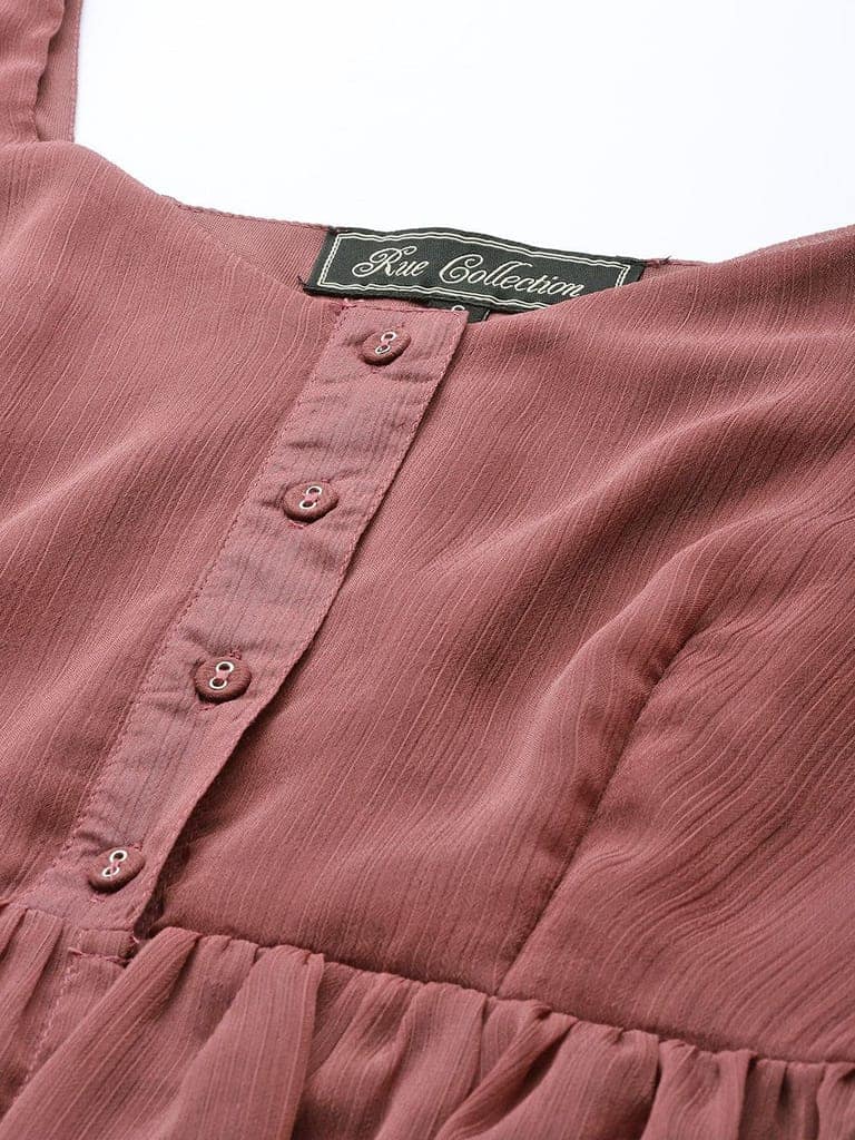 Mauve Solid Semi Sheer Peplum Top view 5