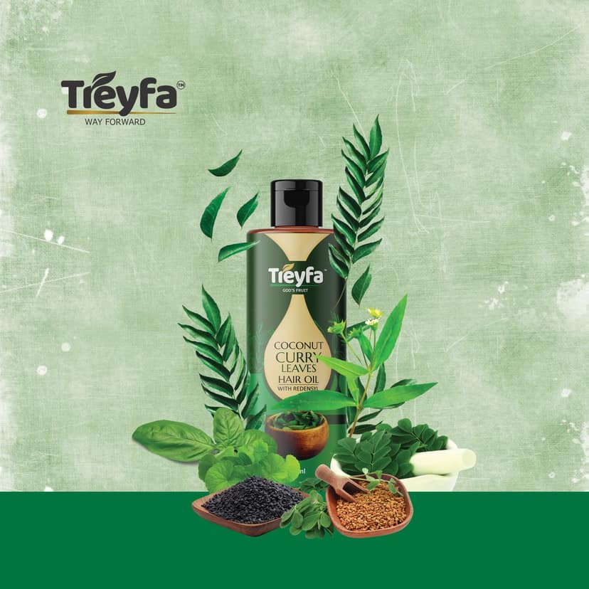 Treyfa Coconut curry leaves hair oil for hair strengthening, hair growth, and naturally black hair(30) view 3