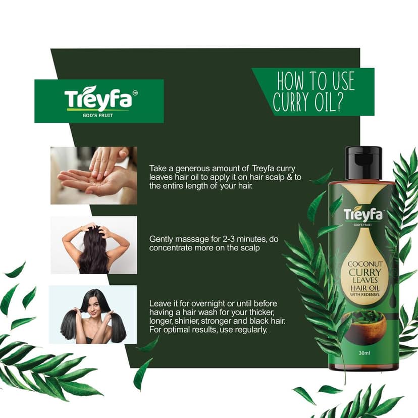 Treyfa Coconut curry leaves hair oil for hair strengthening, hair growth, and naturally black hair(30) view 4