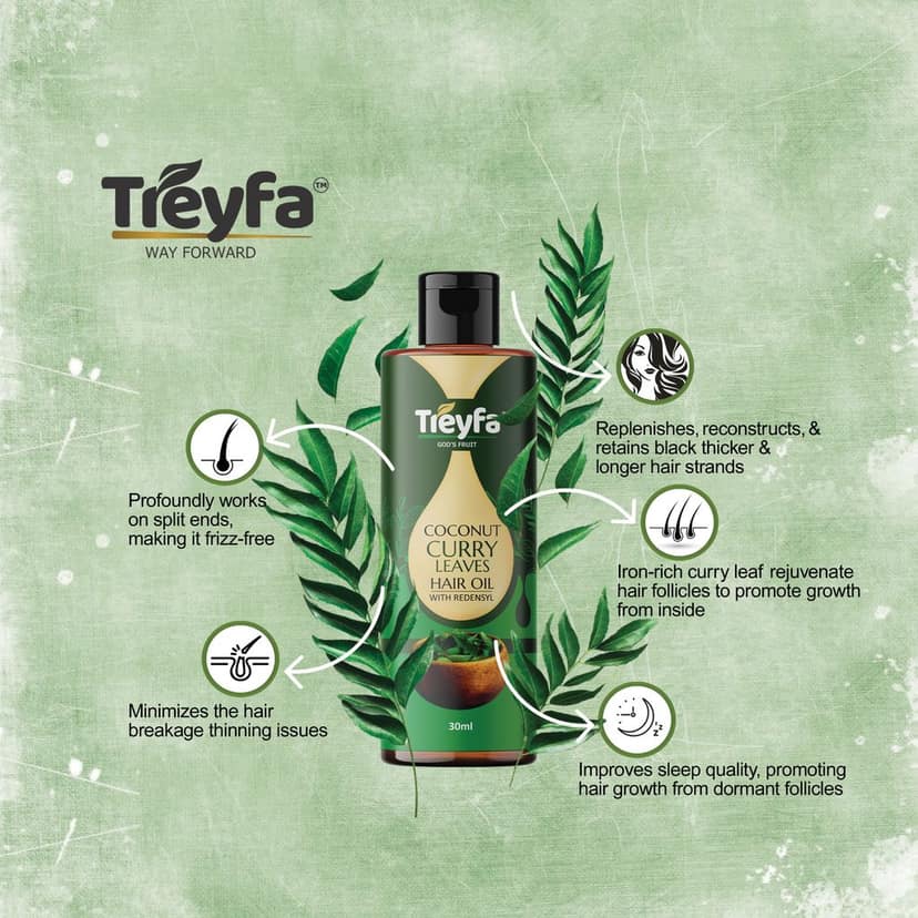 Treyfa Coconut curry leaves hair oil for hair strengthening, hair growth, and naturally black hair(30) view 5