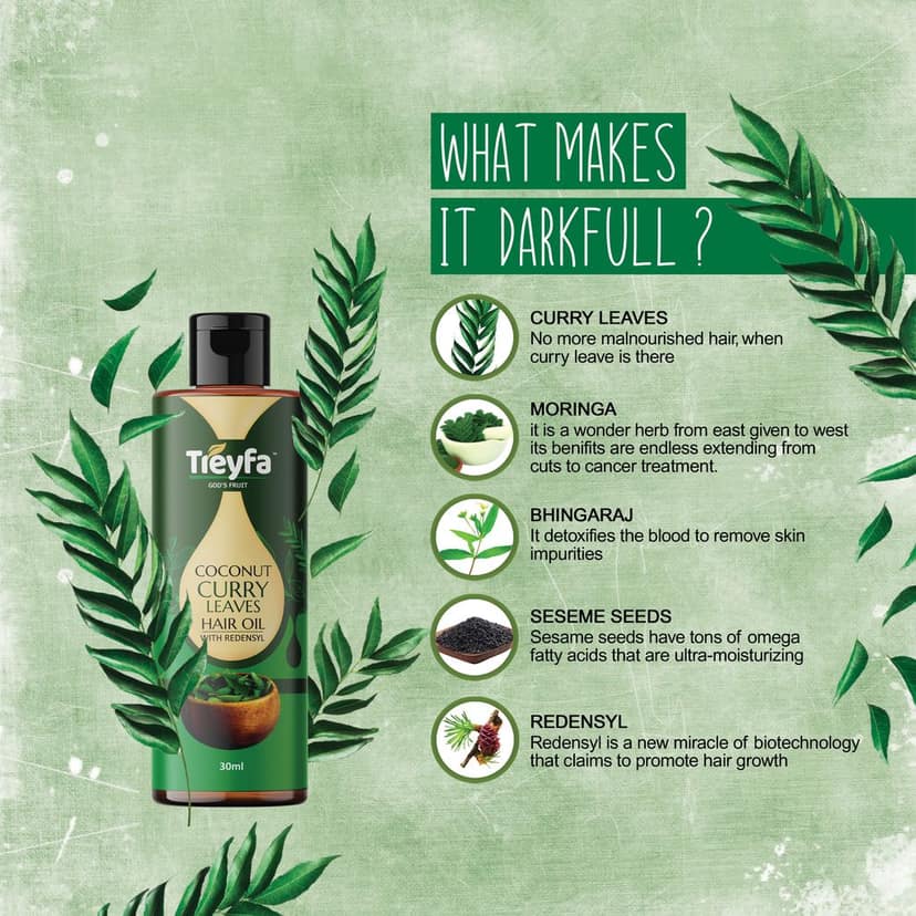 Treyfa Coconut curry leaves hair oil for hair strengthening, hair growth, and naturally black hair(30) view 6