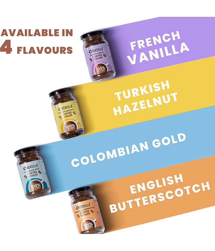 Bevzilla Instant Coffee Powder Turkish Hazelnut Flavour - 75 Grams | 100% Premium Arabica Beans | Makes 40 Cups view 3