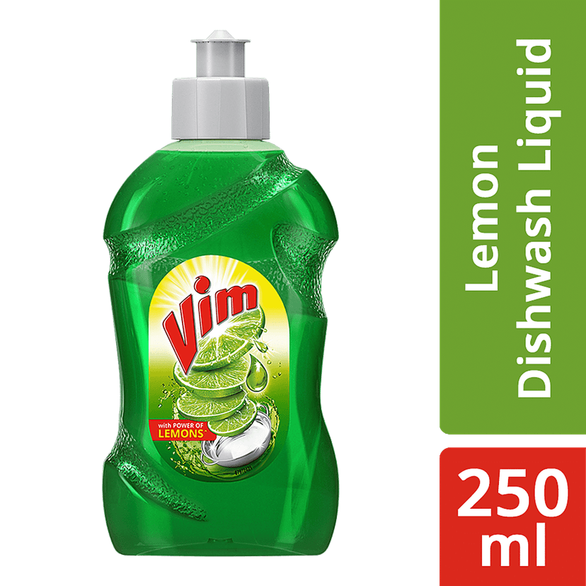Vim Dishwash Liquid - With Power Of Lemons, 250 Ml Bottle