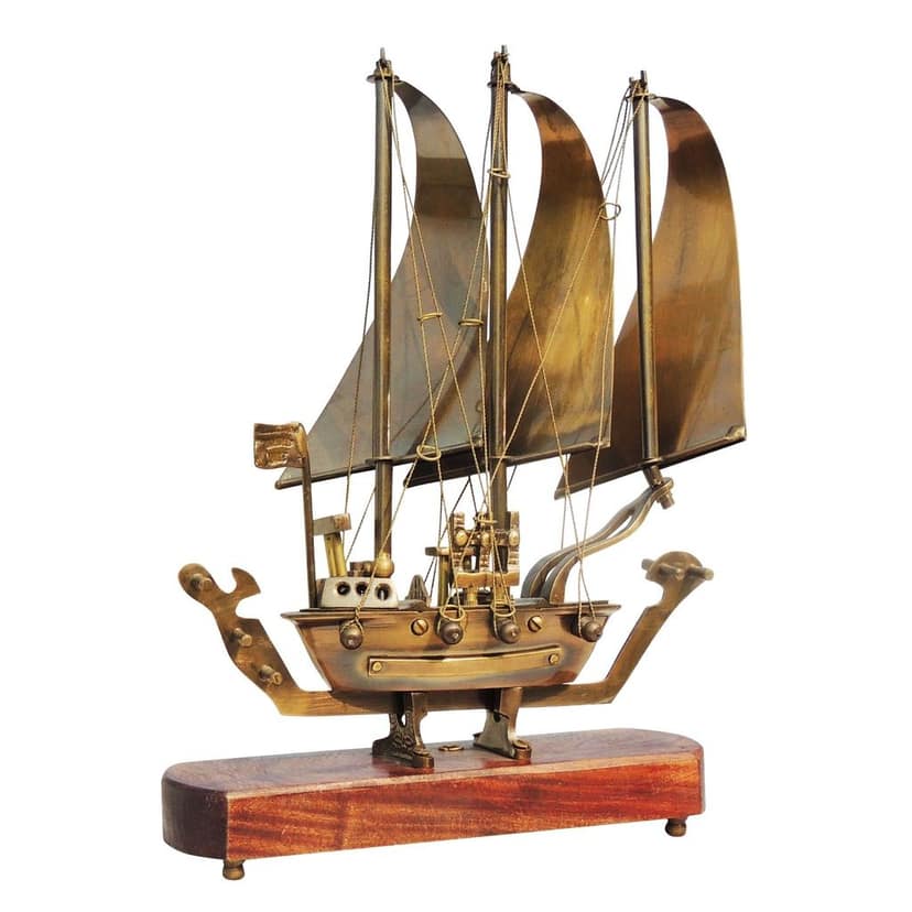 Solid Brass Ship Model with Premium Wooden Base � Home Decor Gift, Height : 12 Inch (MRMAS172 A) view 2