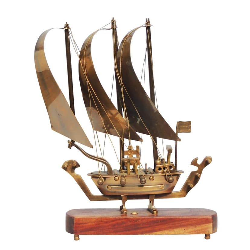 Solid Brass Ship Model with Premium Wooden Base � Home Decor Gift, Height : 12 Inch (MRMAS172 A) view 3