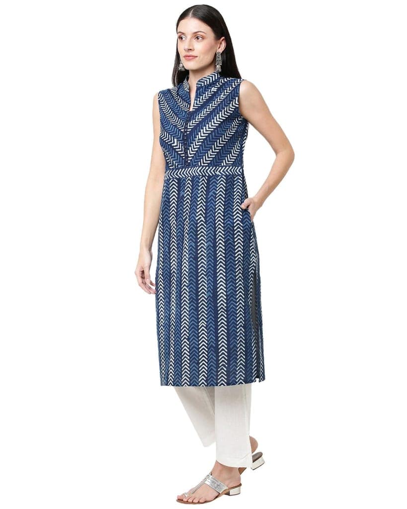 Neel pankh mirror work handcrafted pure cotton kurta view 6