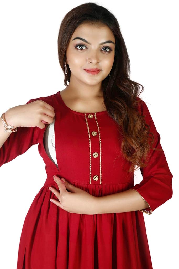 MAHIRA 'S COMFORT Maternity Gown: Stylish Rayon Feeding Kurti for Pregnancy and Breastfeeding view 4