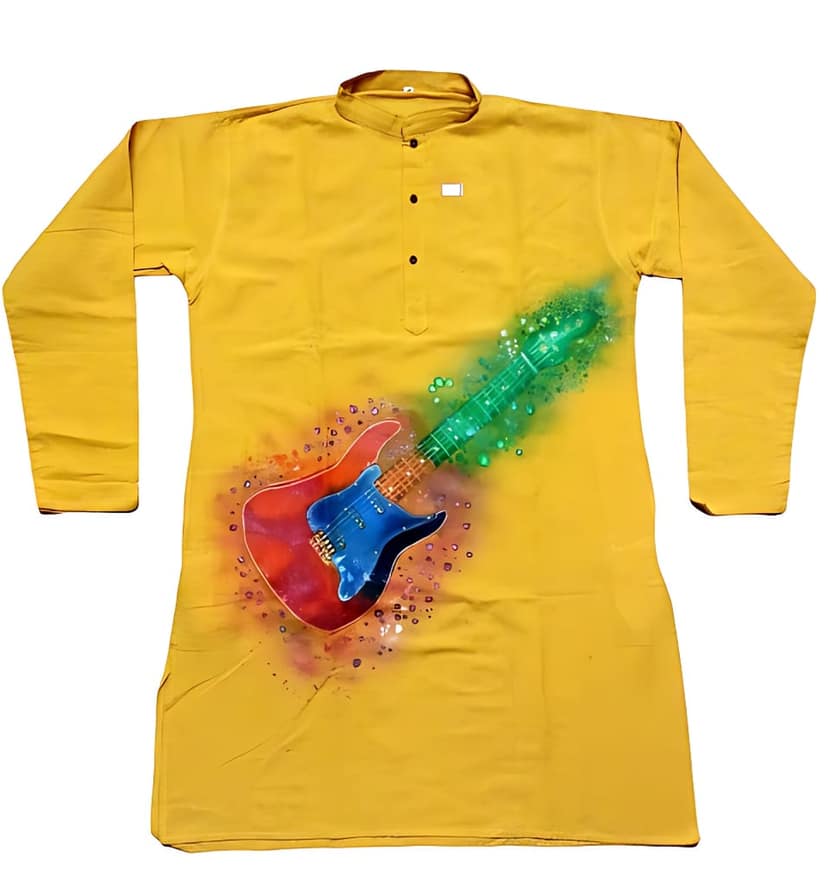 Trendy Fashionable Designed Fabric Printed Pure Cotton Kurta for Men view 3