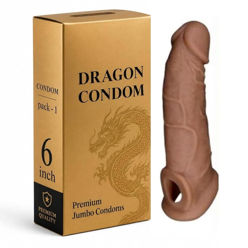 Premium Dra-gons Con-dom, 6 big man Inch, Silicone, Natural Color, Extra Pleasure, Textured, Unflavoured, for Men | pack of 1| CARTIVO |