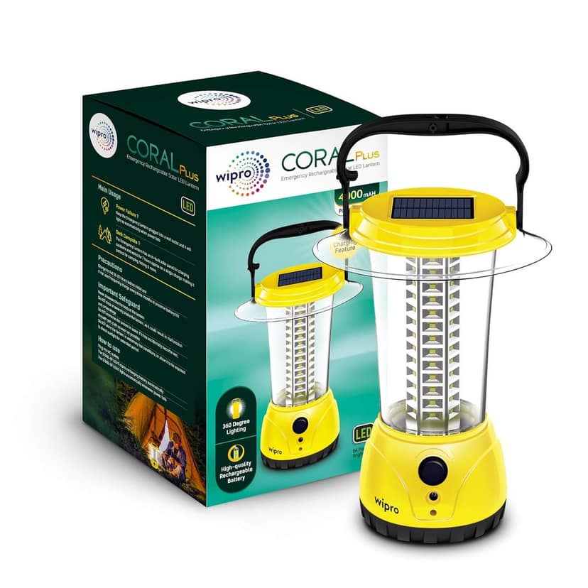 Coral Plus Rechargeable Solar LED Lantern (Pack of 1, Yellow) view 3