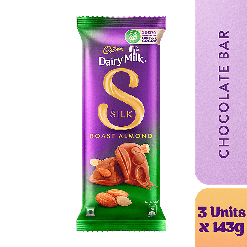 Cadbury Dairy Milk Silk Dairy Milk Silk - Roast Almond Chocolate Bar, 3X143 g Multipack