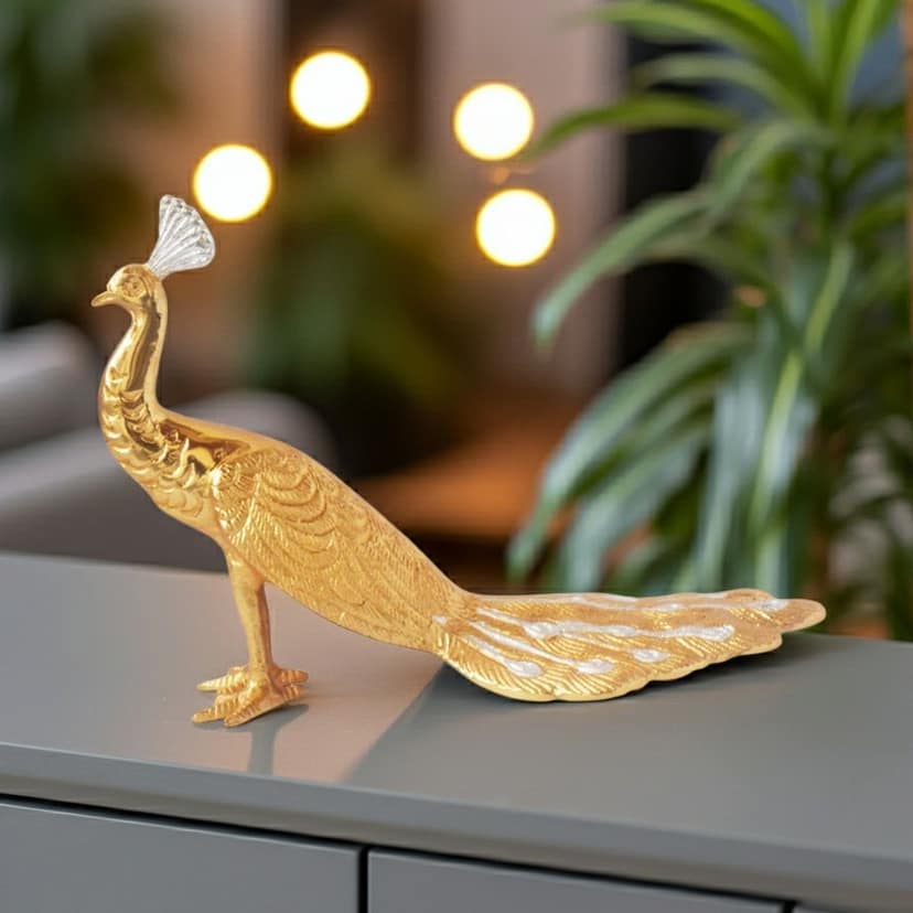 Aluminium Peacock With Gold And Silver Finish (ZMAS344 C)