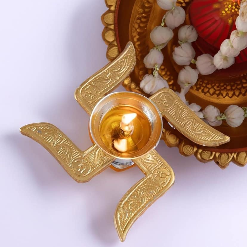 Brass Table Decor Swastic Deepak (BMAS299 E) view 5