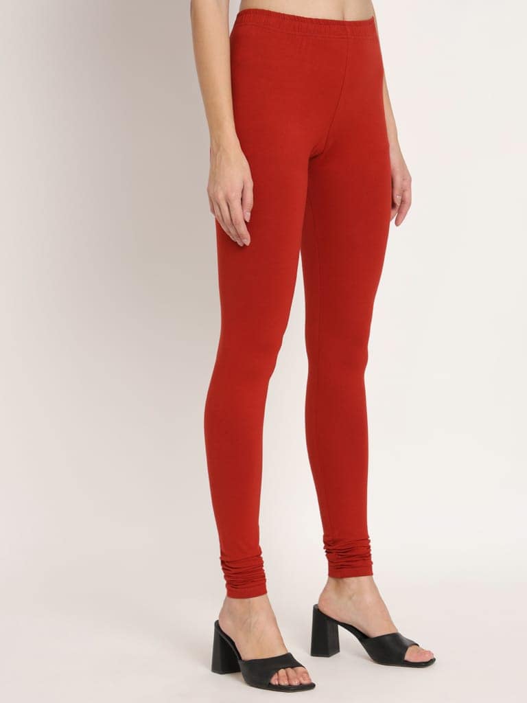 SOFT COLORS Women's Skinny Fit Ethnic Wear Churidar Leggings (Rust) view 8