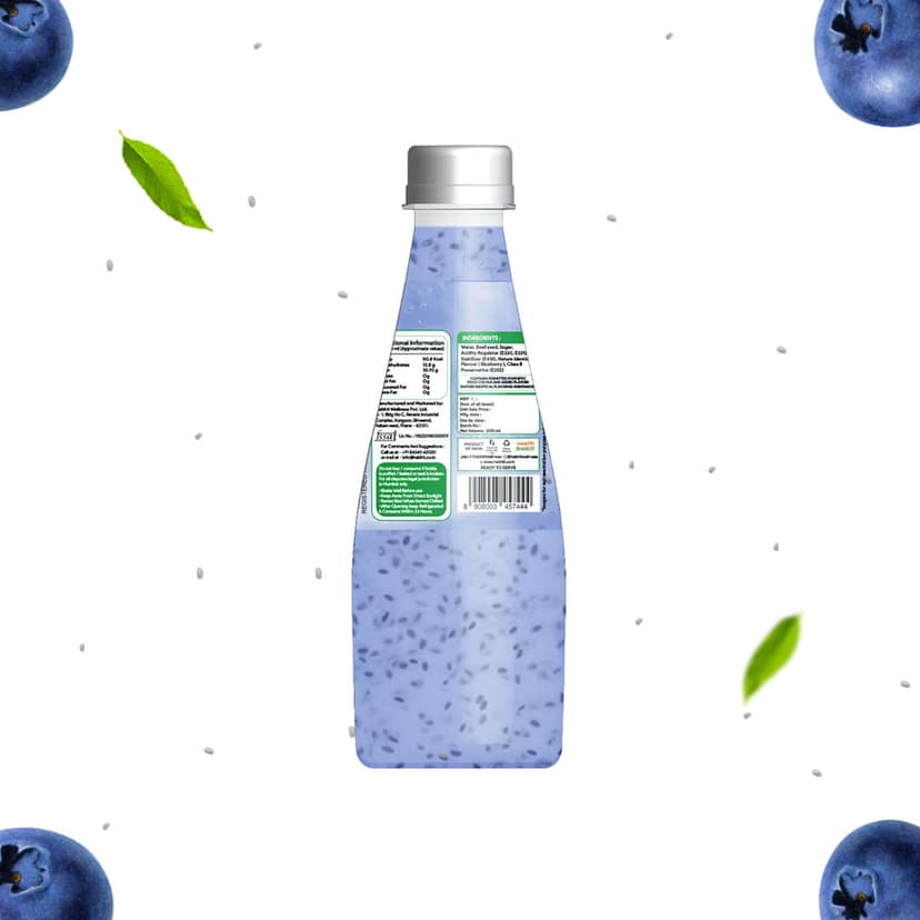 Habhit Basil Seeds Blueberry Juices, 300 ml - Pack of 12 view 2
