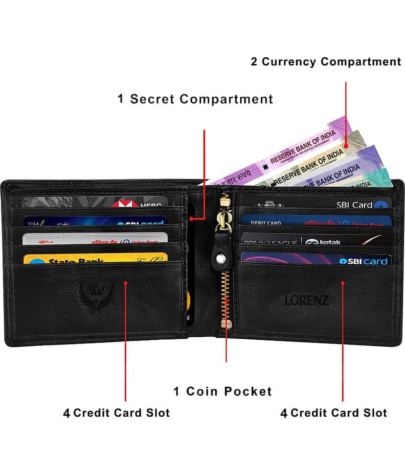 Lorenz Brown 100% Leather Men's RFID Wallet ( Pack of 1 ) view 2