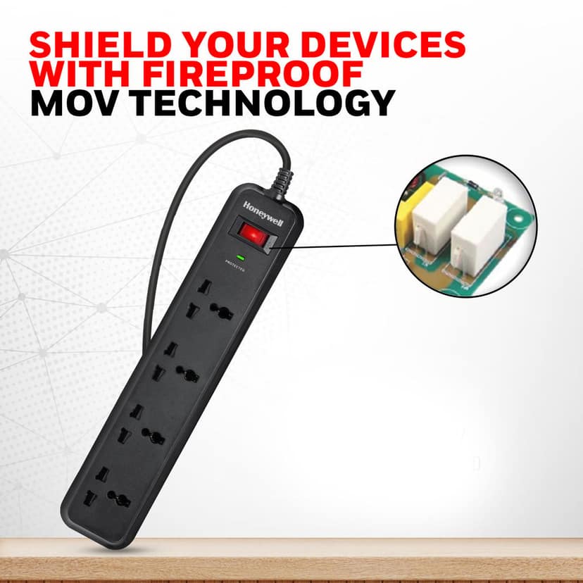 Honeywell Surge Protector With 4 Universal Socket And 2 Meter Cord view 4