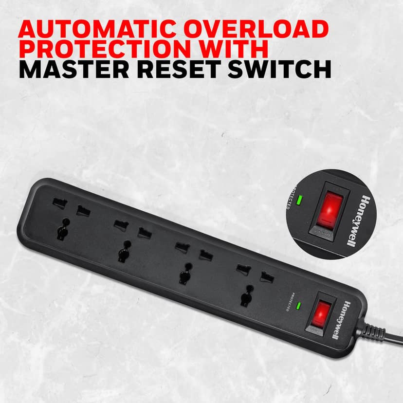 Honeywell Surge Protector With 4 Universal Socket And 2 Meter Cord view 5