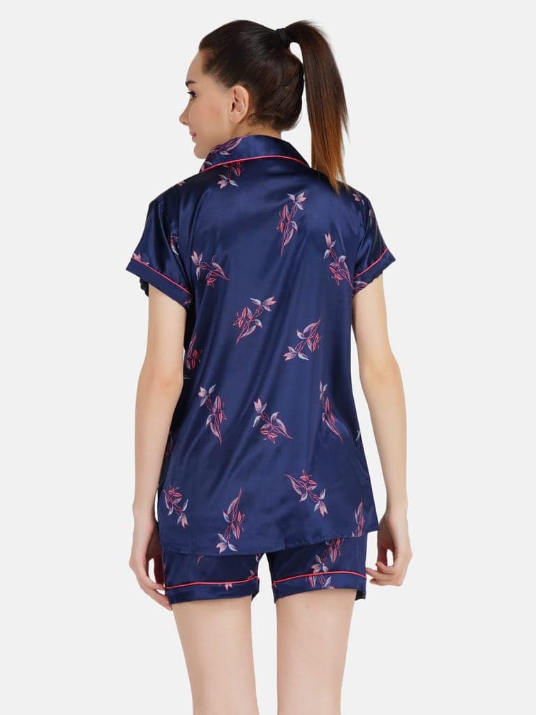 KOI SLEEPWEAR Women's Printed Satin Shirt & Short Sleeve Night Suit Lounge Wear view 5
