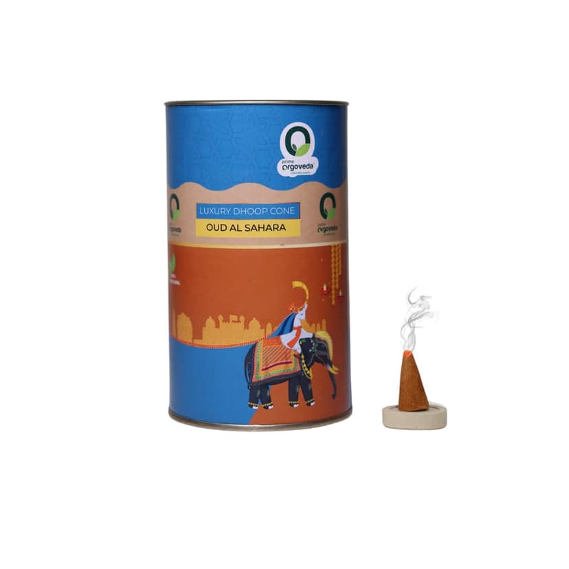 Prime Orgoveda Oud Al Sahara Premium Dhoop Cones | 100% Natural Handcrafted, Long-Lasting Incense Cones (Pack of 40 Cones)