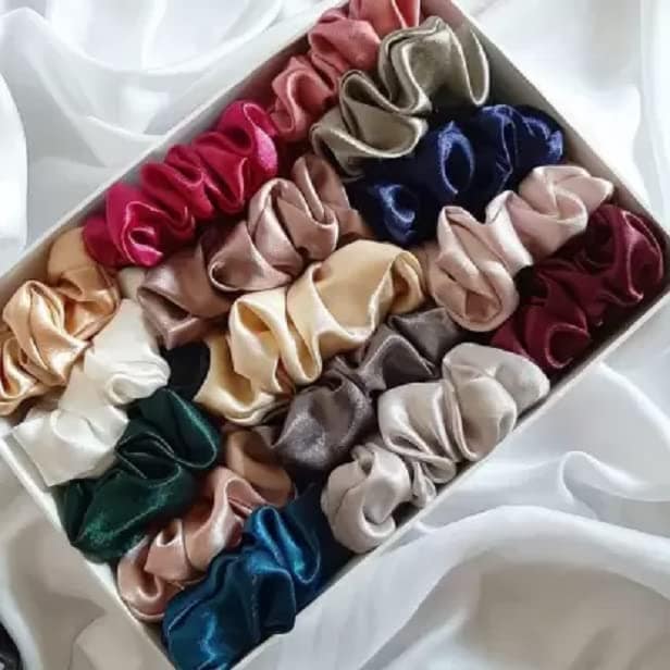 Elecsera Hair Satin Scrunchies Pack of 12 Rubber Band (Multicolor)
