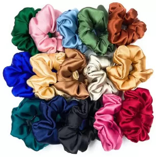 Elecsera Hair Satin Scrunchies Pack of 12 Rubber Band (Multicolor) view 3