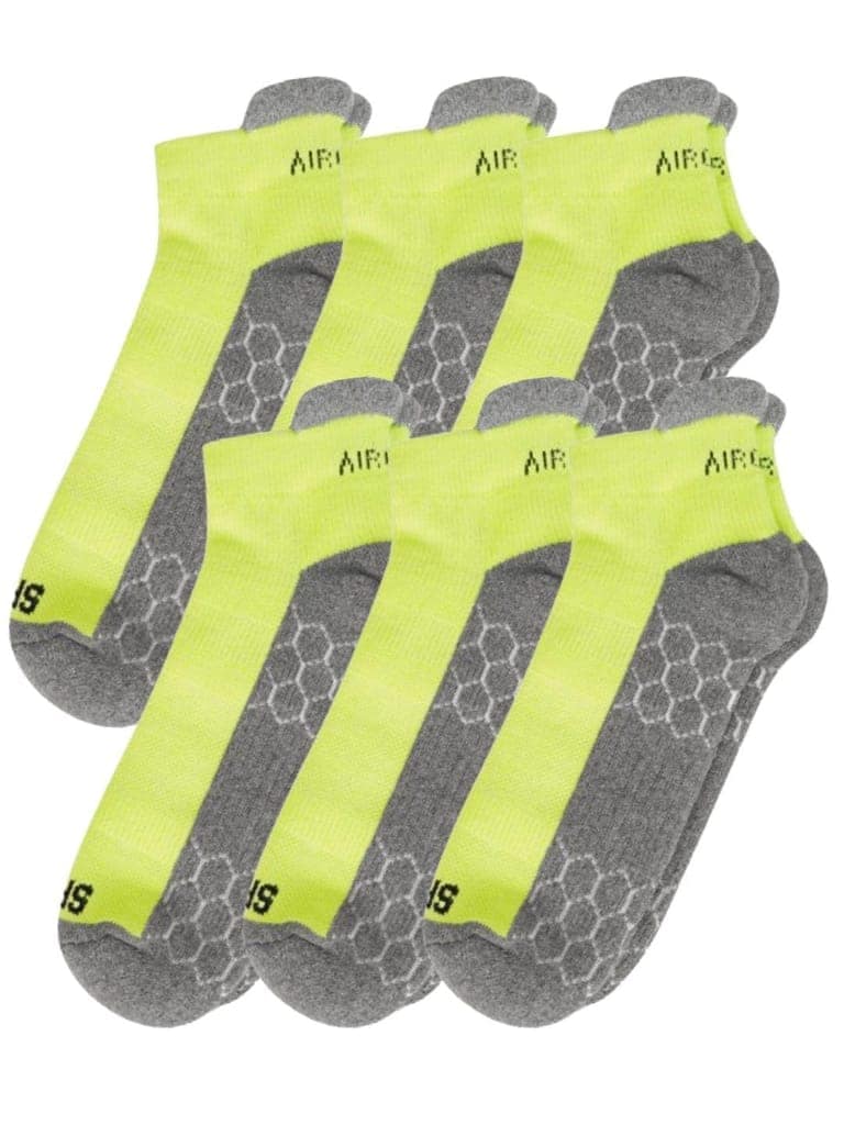 AirGarb Compression Sports Performance Socks for Men and Women Ankle Length Cotton Socks Pack of 6 - SPO6GR (Free Size) Neon Green