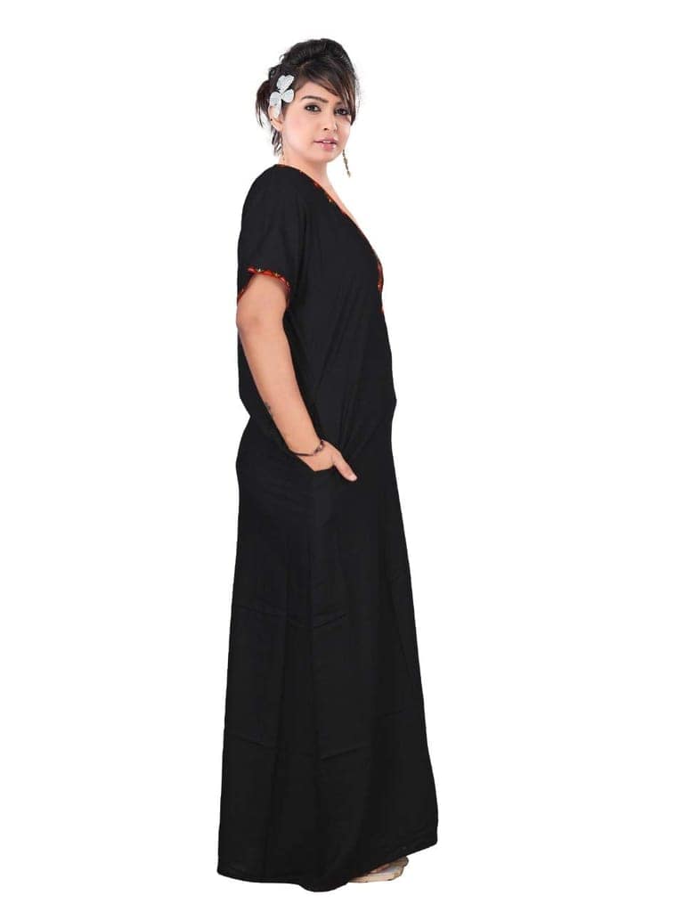 VALENCIA SLEEPWEAR Floral Shap Embroidery Gown Maxi Nightwear Nighty Lizzy Bizzy Soft Fabric Length Night Slip view 7