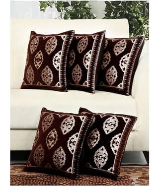 BELLA TRUE Set of 5 Velvet Cushion Covers 40X40 cm (16X16)