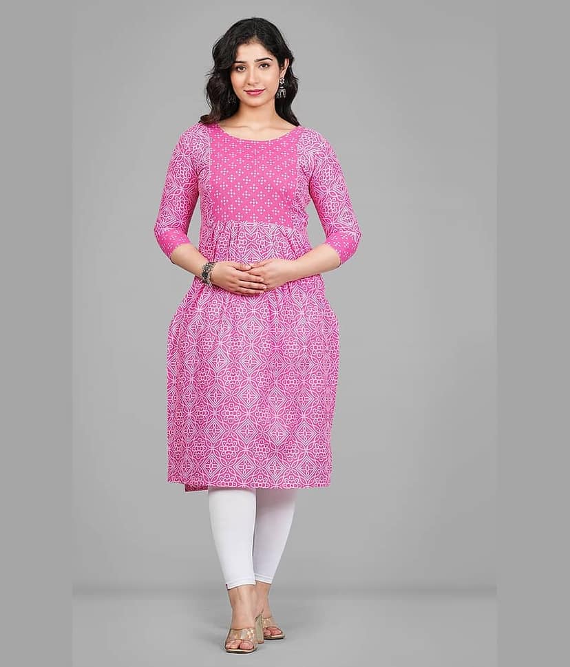 Parastri Pink Cotton Maternity Kurta