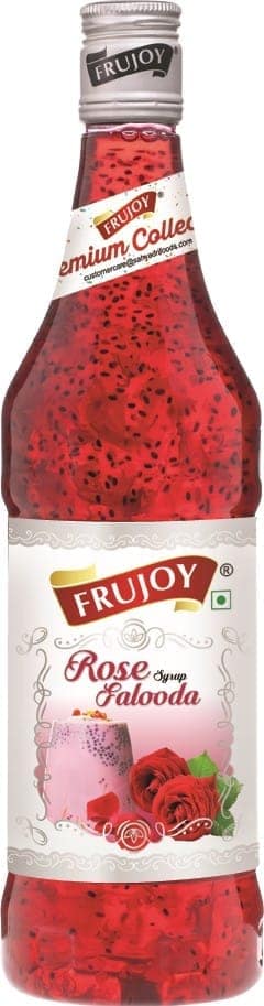 Frujoy Rose Falooda Syrup 750ml | For Drinks Juices | Fruit Mocktail | Cocktail | Gulab Sharbat | Faluda | RoseMilk | Baking Essentials