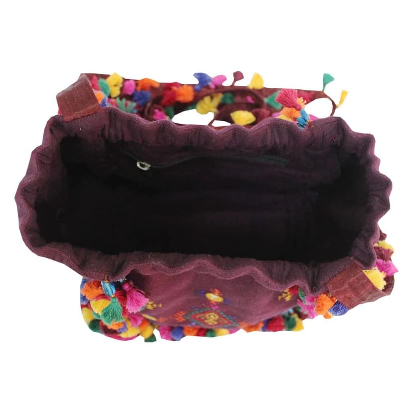Dark Purple Soof Embroidered Jhola Bag by Garvi Gurjari view 4