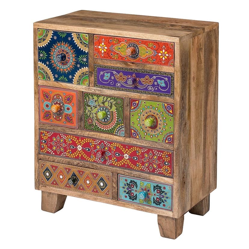 Wood To Cart® Cabinet Chest (9 Drawer)/Wood Bedside table/ Bedroom furniture/ hand painted 9 chest of drawer view 2