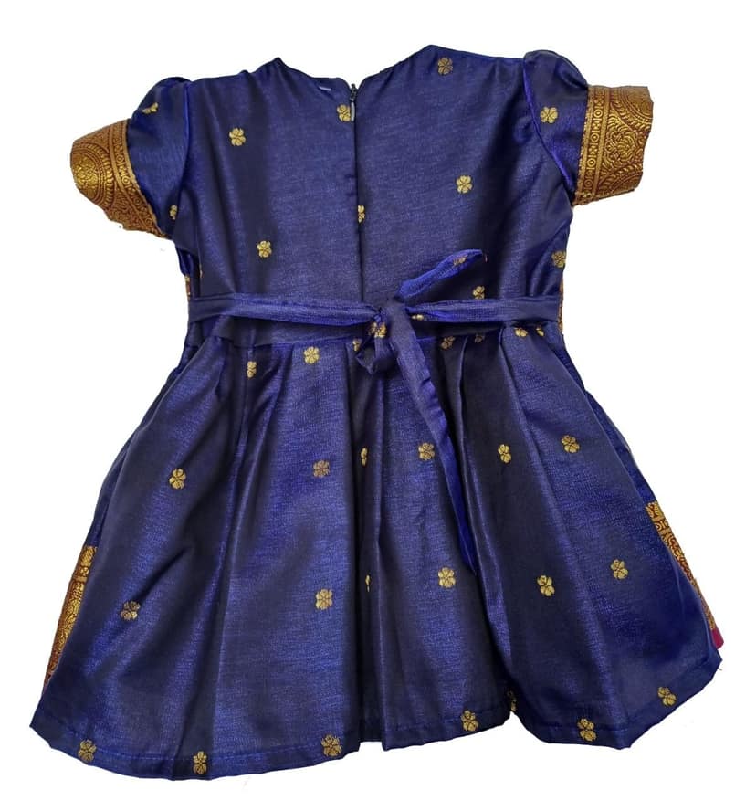 Satin Frock (in, Age, 0 Months, 3 Months, Regular, Navy Blue) view 2