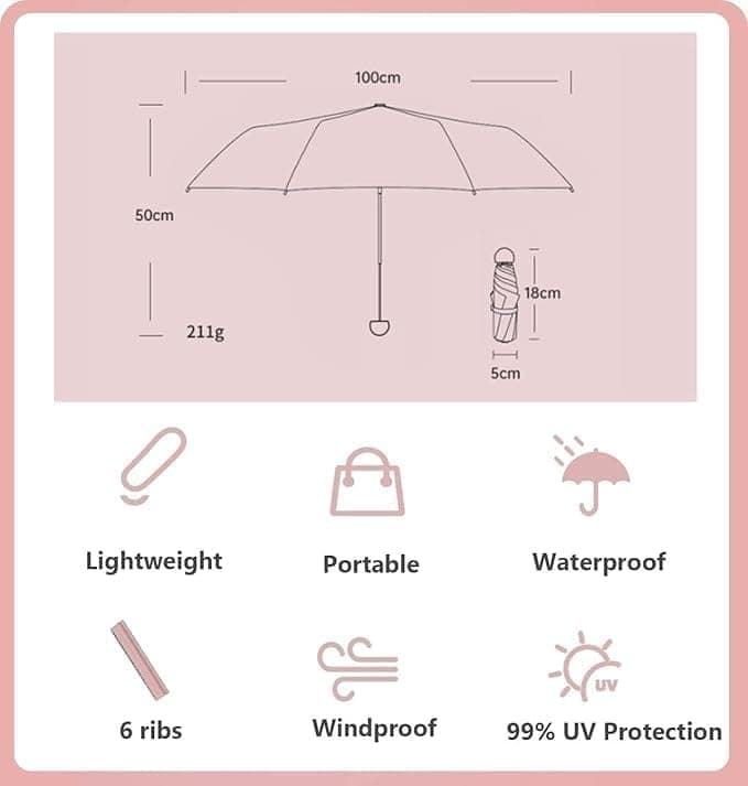 6-Rib Compact Mini Parasol Travel Umbrella view 2