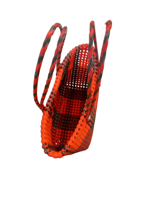 Handwoven Orange & Black Tote Bag