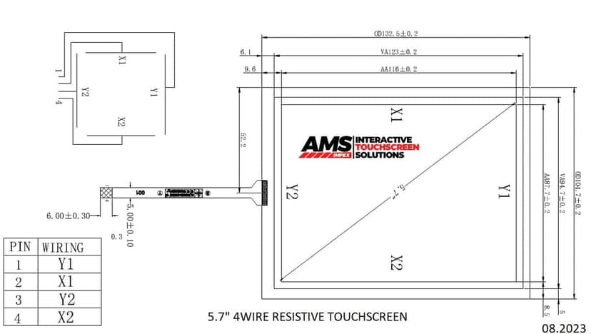 AMS Touch 5.7" 4 Wire Resistive Touchscreen Panel view 6