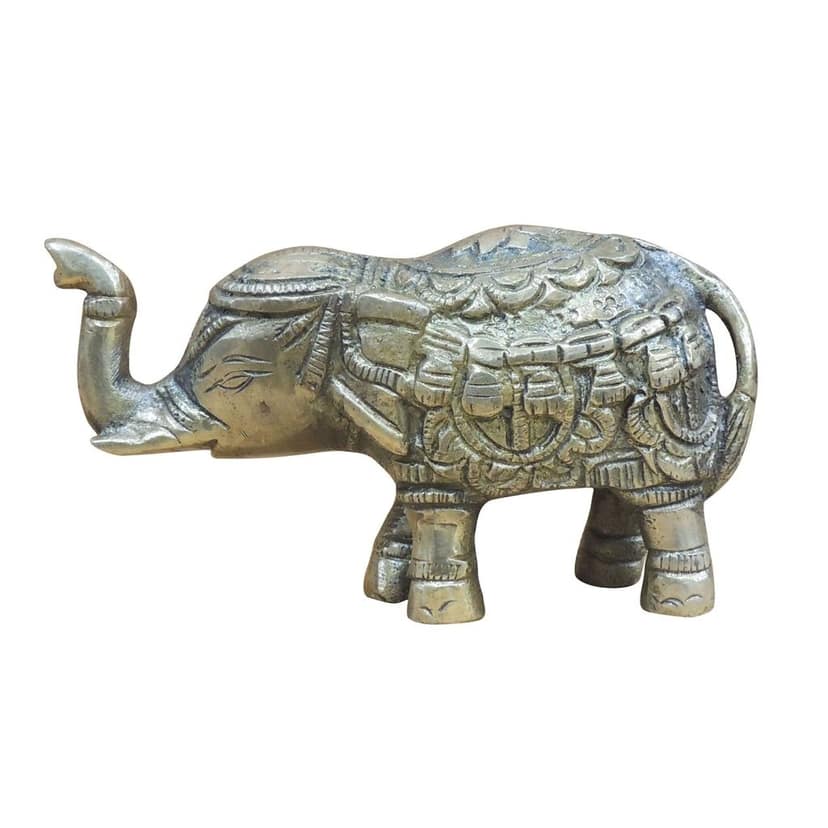 Traditional Brass Elephant Showpiece Statue for Table & Shelf Decor, Height : 2.5 Inch (ANMAS243 D) view 2