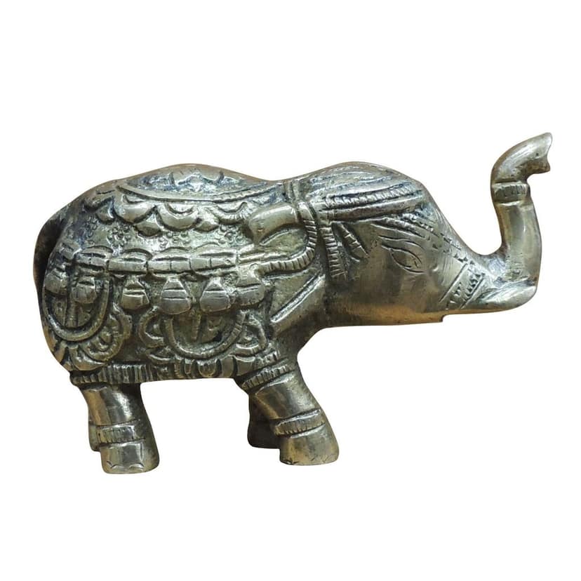 Traditional Brass Elephant Showpiece Statue for Table & Shelf Decor, Height : 2.5 Inch (ANMAS243 D) view 3