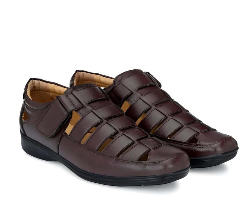 WUGO::Latest Trendy Men Faux Leather Sandals|Brown Outdoor Sandal For Men's & Boys (Free Home Delivery) view 3