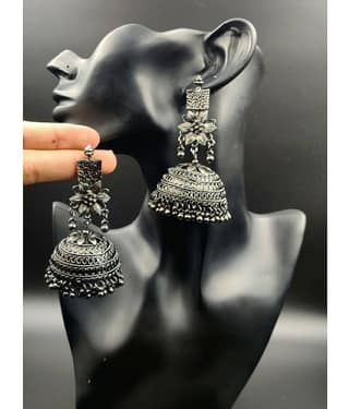 Samridhi DC Silver Jhumki Earrings ( Pack of 1 )