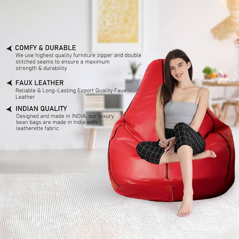 Craftlayout Strip Bean Bag Cover Red Black XXXL view 2