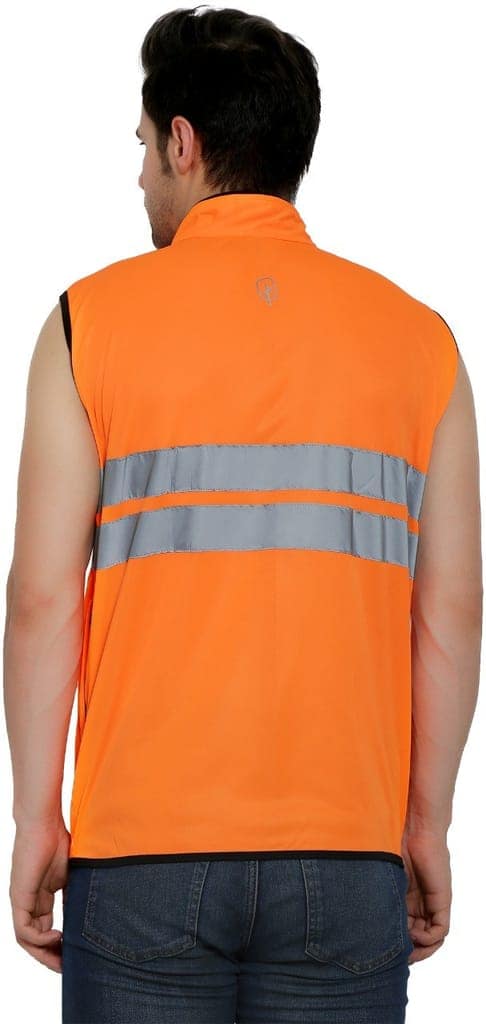BlueFicus Men's Polyester Orange Jacket Safety Jacket Running Travel Trekking and Sunscreen jacket for Men Boys Winter Casual Wear (Orange) view 3