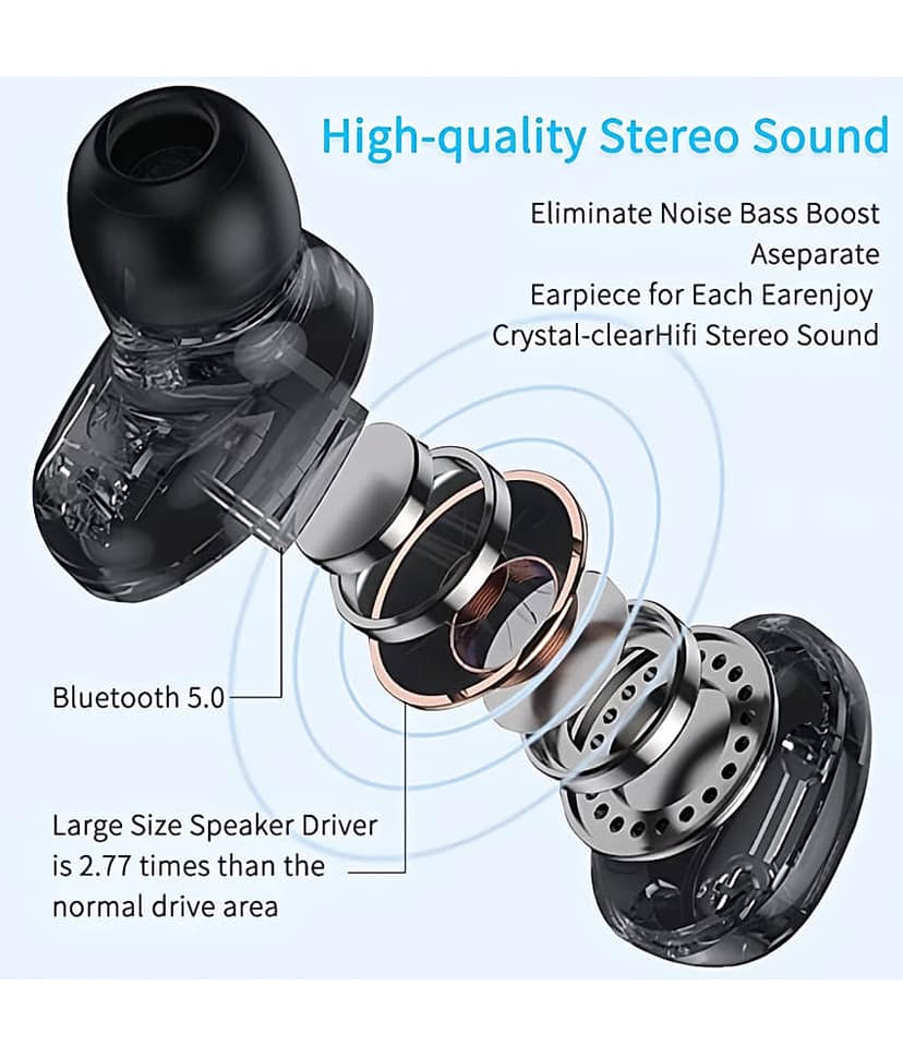 Neo T2 NEW Bluetooth True Wireless (TWS) On Ear 4 Hours Playback Active Noise cancellation IPX4(Splash & Sweat Proof) Black view 2