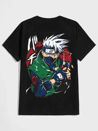 SCOTT FINCHER Men's "Naruto Shippuden Kakashi Hatake T-Shirt | Anime Shirt | Ninja Tee : AA(HSR)BLACK_132